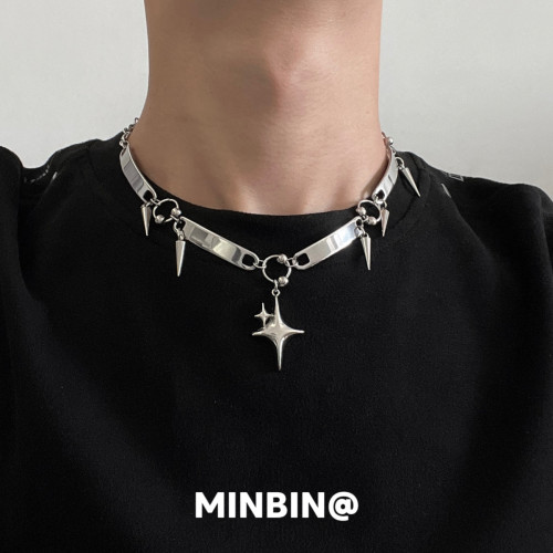 鉚釘項鍊金屬龐克風歐美亞文化辣妹choker頸鏈小衆冷淡風鎖骨鍊潮