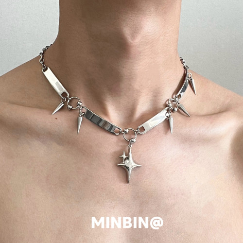 鉚釘項鍊金屬龐克風歐美亞文化辣妹choker頸鏈小衆冷淡風鎖骨鍊潮