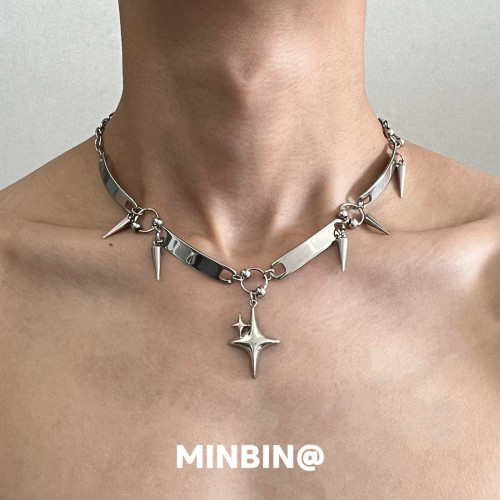鉚釘項鍊金屬龐克風歐美亞文化辣妹choker頸鏈小衆冷淡風鎖骨鍊潮
