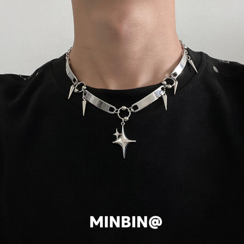 鉚釘項鍊金屬龐克風歐美亞文化辣妹choker頸鏈小衆冷淡風鎖骨鍊潮