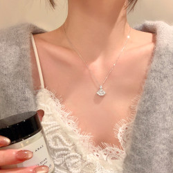 閃亮水鑽裙擺貝殼項鍊女輕奢高級感鎖骨鍊超仙絕美毛衣鏈頸鏈配飾