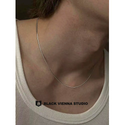 方形蛇骨鏈男女士細款鈦鋼素鏈ins冷淡風個性鎖骨鍊簡約情侶配飾