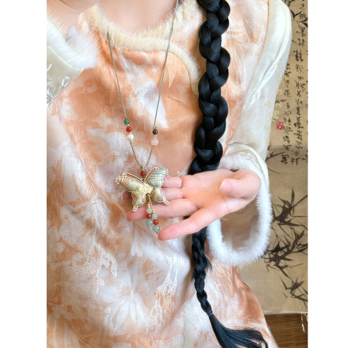 ［莊周夢蝶］宋錦蝴蝶流蘇項鍊女款新中式長款毛衣鏈國風掛繩配飾