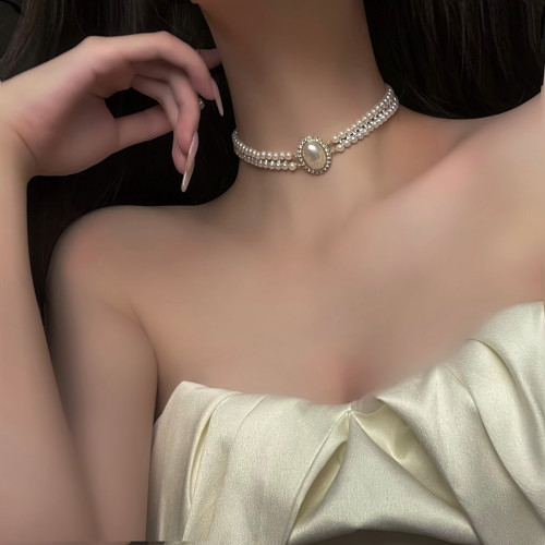 巴洛克仿珍珠項鍊女輕奢小衆高級感頸鏈鎖骨鍊choker配飾頸帶項圈