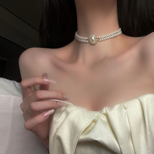 巴洛克仿珍珠項鍊女輕奢小衆高級感頸鏈鎖骨鍊choker配飾頸帶項圈