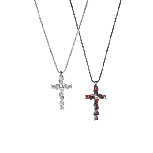 荊棘十字架項鍊女長款吊墜配飾輕奢小衆高級感曡戴原創毛衣鏈秋冬