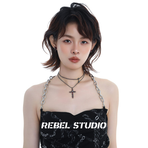 荊棘十字架項鍊女長款吊墜配飾輕奢小衆高級感曡戴原創毛衣鏈秋冬