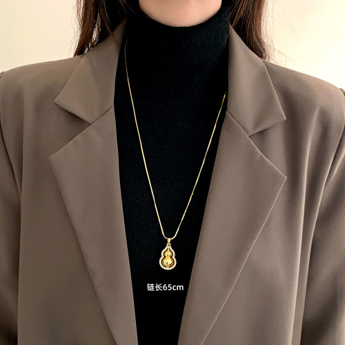 長款項鍊素鏈可穿吊墜金色鈦鋼蛇骨鏈不掉色針式萬能鏈毛衣鏈掛繩