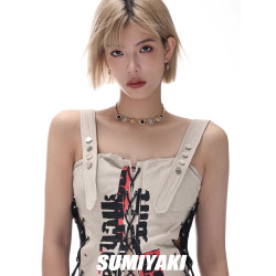 復古金屬感！SUMIYAKI高級黑金蝴蝶紐釦圓盤項鍊女小衆輕奢鎖骨鍊