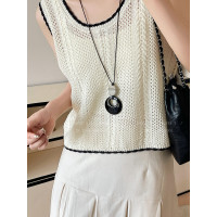 長款黑琉璃圓環吊墜項鍊女復古秋冬高級感掛件配飾輕奢毛衣鏈掛飾