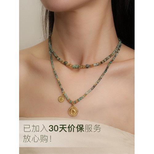 止肆丨設計師款綠色松石中古衣服配飾毛衣鏈國風新中式復古女項鍊