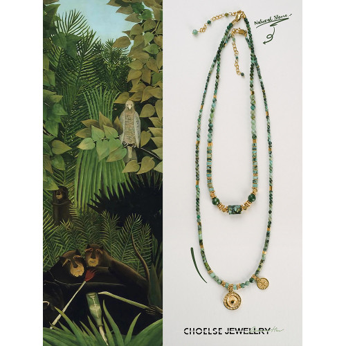 止肆丨設計師款綠色松石中古衣服配飾毛衣鏈國風新中式復古女項鍊