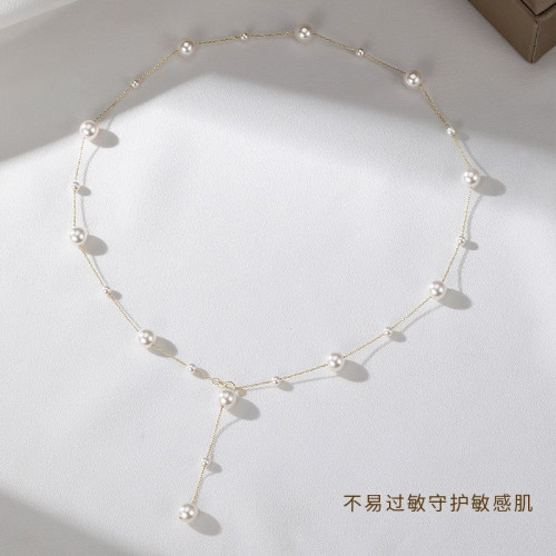 滿天星天然淡水珍珠項鍊女2025年新款輕奢小衆流蘇鎖骨鍊時尚頸鏈