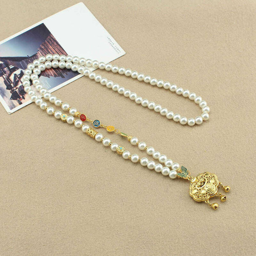 平安喜樂仿珍珠項鍊女漢服掛飾氣質百搭國風衣飾配飾復古潮流掛件