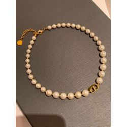 DICD/D家字母大珍珠項鍊女輕奢小衆設計復古氣質高級感鎖骨鍊頸鏈