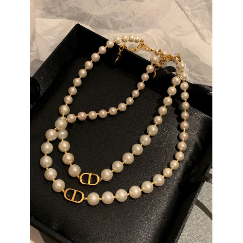 DICD/D家字母大珍珠項鍊女輕奢小衆設計復古氣質高級感鎖骨鍊頸鏈