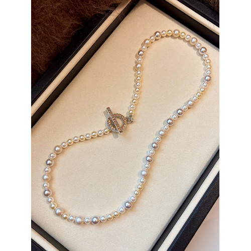 赫本風長款施家華子OT釦珍珠項鍊女2026新款高級感輕奢鎖骨毛衣鏈