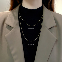 不掉色鍍18k金色鈦鋼項鍊素鏈可穿吊墜蛇骨鏈萬能鏈毛衣鏈子鏈條
