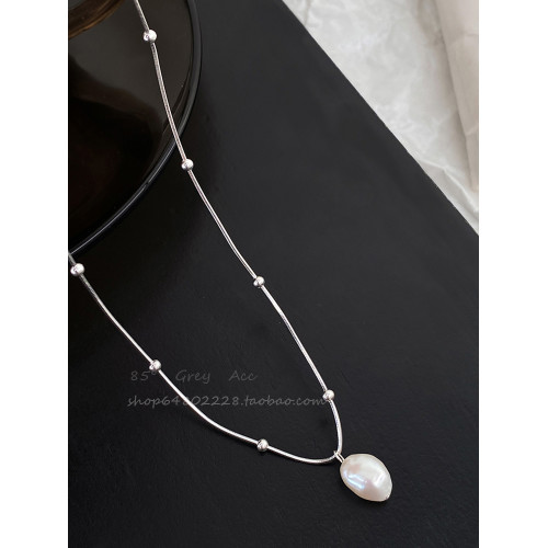 極簡巴洛克珍珠吊墜項鍊女輕奢氣質簡約高級感鎖骨鍊百搭頸鏈配飾