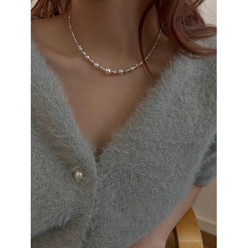 強光碎銀幾兩滿天星珍珠項鍊女2025新款爆款高級感精緻小米珠項鍊