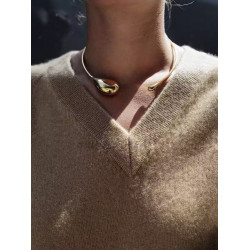 韓國小衆設計金屬極簡時髦水滴狀項圈金色銀色高級感choker頸鏈