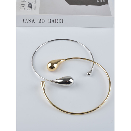 韓國小衆設計金屬極簡時髦水滴狀項圈金色銀色高級感choker頸鏈