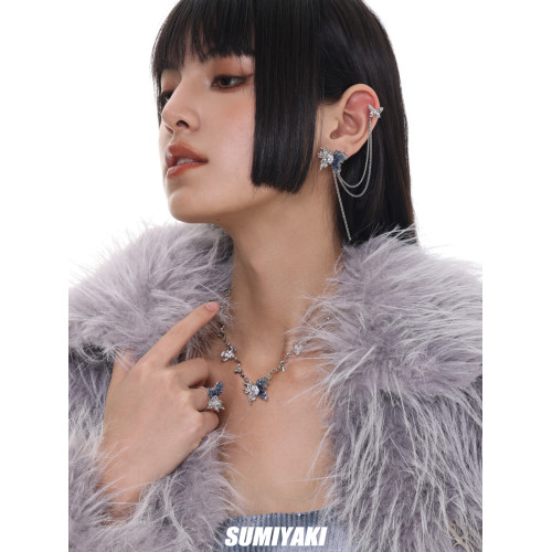 【明星同款】SUMIYAKI 立體碎鑽漸變冰源蝴蝶 超美鎖骨鍊項鍊女