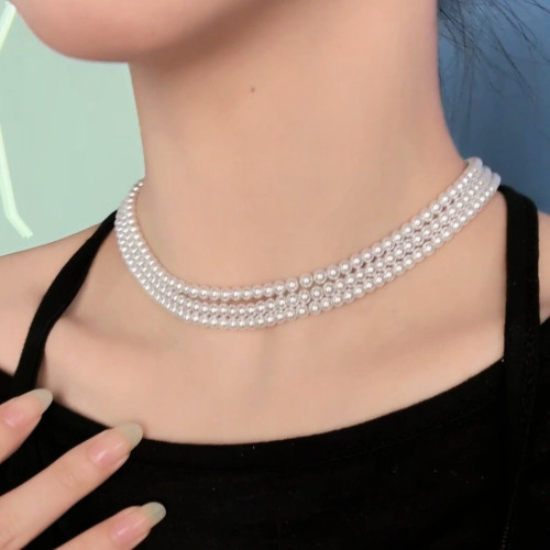 小如日常通勤易搭仿珍珠項鍊簡約高級感米珠時尚頸鏈