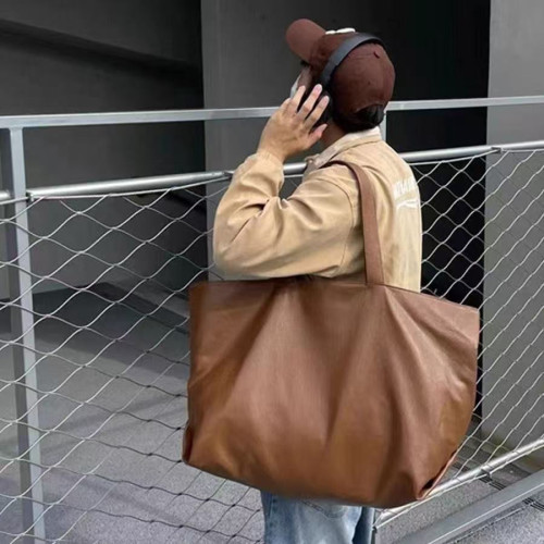 輕便軟皮單肩男女手提袋短途旅行大容量休閒包原創通勤上課托特包