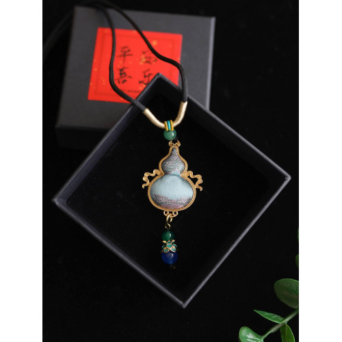 飛天系列葫蘆掛墜 非遺宋錦真絲項鍊小飾品百搭小衆高級感配飾女