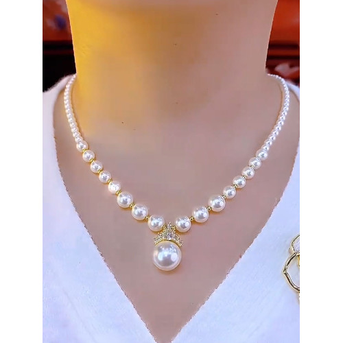 法式高級風優雅氣質珍珠項鍊大氣百搭流行輕奢時尚頸鏈小衆鎖骨鍊