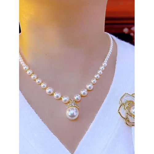 法式高級風優雅氣質珍珠項鍊大氣百搭流行輕奢時尚頸鏈小衆鎖骨鍊