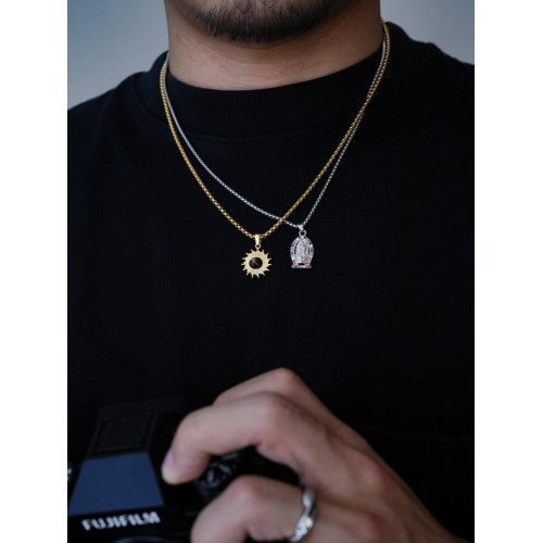 1sman金色太陽花貓眼石吊墜鈦鋼項鍊男款潮流痞帥毛衣鏈飾品禮物 1sman金色太陽花貓眼石吊墜鈦鋼項鍊男款潮流痞帥毛衣鏈飾品禮物