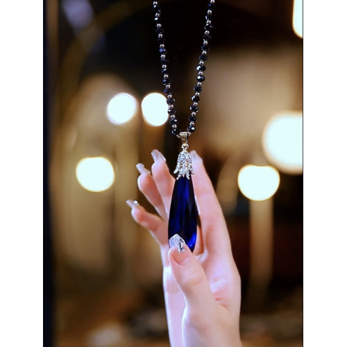 秋冬長款百搭藍色水晶毛衣鏈網紅時尚民族風吊墜氣質優雅大氣項鍊 秋冬長款百搭藍色水晶毛衣鏈網紅時尚民族風吊墜氣質優雅大氣項鍊