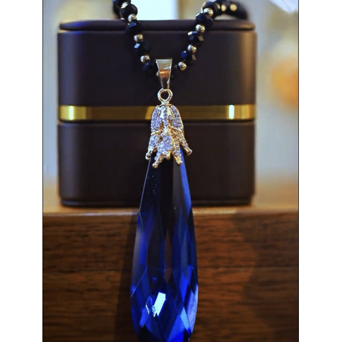 秋冬長款百搭藍色水晶毛衣鏈網紅時尚民族風吊墜氣質優雅大氣項鍊 秋冬長款百搭藍色水晶毛衣鏈網紅時尚民族風吊墜氣質優雅大氣項鍊