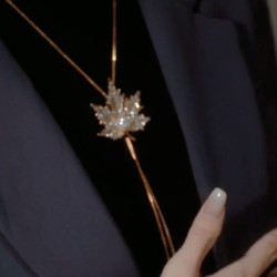 秋冬楓葉毛衣鏈女長款時尚日常百搭項鍊配飾個性衣服掛飾衛衣鏈女