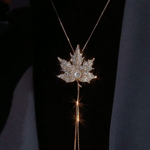 秋冬楓葉毛衣鏈女長款時尚日常百搭項鍊配飾個性衣服掛飾衛衣鏈女