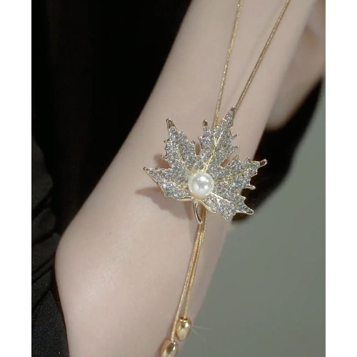 秋冬楓葉毛衣鏈女長款時尚日常百搭項鍊配飾個性衣服掛飾衛衣鏈女