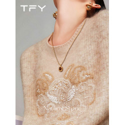 美拉德虎眼石項鍊女2026新款秋冬曡戴配飾冬天配大衣的精緻毛衣鏈