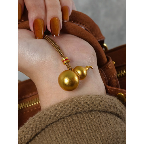 新中式金色葫蘆吊墜國風古法沙金福祿項鍊掛繩款日常百搭長款配飾 新中式金色葫蘆吊墜國風古法沙金福祿項鍊掛繩款日常百搭長款配飾