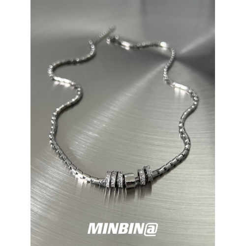 閃鑽圓環男士項鍊2026新款女輕奢小衆鈦鋼不掉色高級鎖骨鍊男潮牌