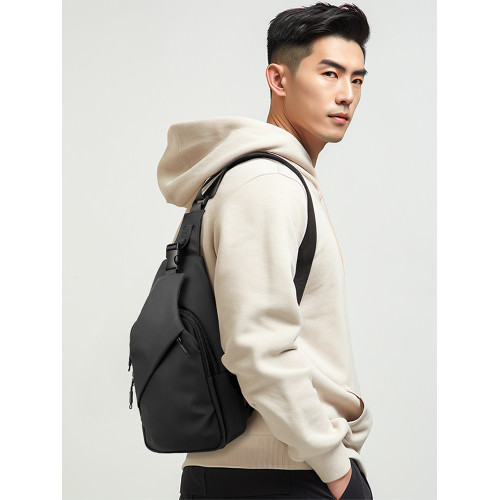 L＆M挎包男士大容量運動出行防水斜後後背包機能簡約休閒男包胸前包包