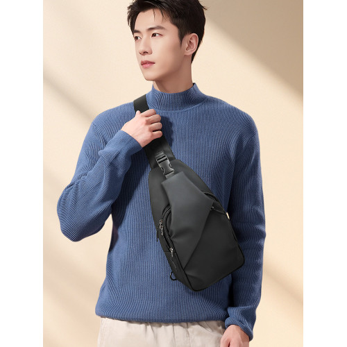 L＆M挎包男士大容量運動出行防水斜後後背包機能簡約休閒男包胸前包包