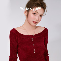 DODOGOGO抽拉項鍊女款秋冬長款毛衣鏈輕奢小衆鎖骨鍊頸鏈吊墜配飾
