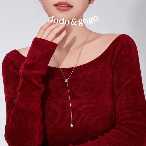 DODOGOGO抽拉項鍊女款秋冬長款毛衣鏈輕奢小衆鎖骨鍊頸鏈吊墜配飾