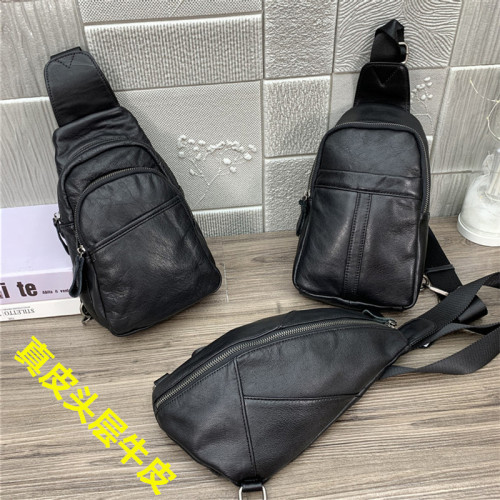 時尚真皮男士休閒胸包尾貨斜背頭層牛皮男包單肩包斜後後背包 時尚真皮男士休閒胸包尾貨斜背頭層牛皮男包單肩包斜後後背包