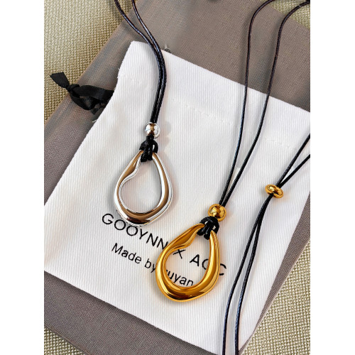 韓系ins簡約黑色皮繩項鍊女長款圓環吊墜輕奢高級感毛衣鏈配飾品