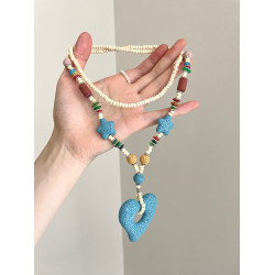 Vintage古著 Dopamine Volcanic Stone Blue Heart項鍊