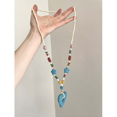 Vintage古著 Dopamine Volcanic Stone Blue Heart項鍊