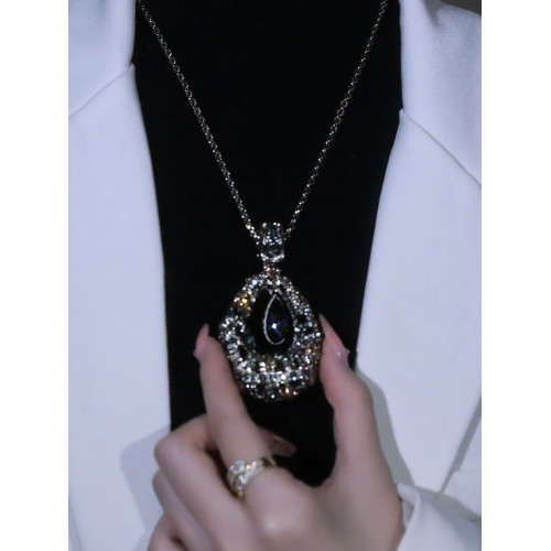 餘生有你水滴形毛衣鏈幾何端莊優雅大氣項鍊輕奢時尚百搭掛件配飾